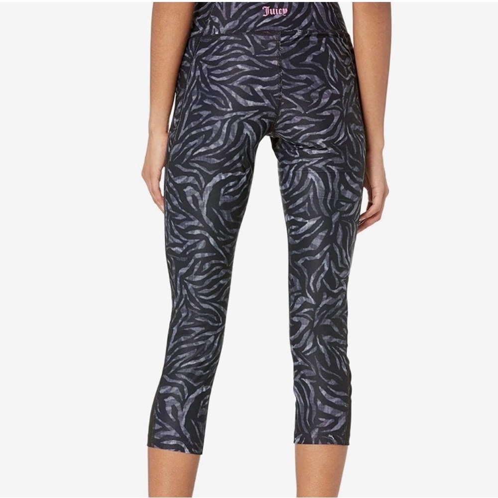NEW Juicy Couture Sport Essential Crop Zebra Leggings High Waist Yoga Active